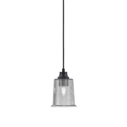 Toltec Cord 5.25in 1-Light Pendant | Modern Matte Black Steel and Smoke Bubble Glass | Kitchen Island & Dining Room | 5.25 x 5.25 x 8 in | Model 32-MB-5032