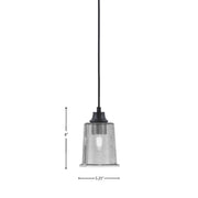 Toltec Cord 5.25in 1-Light Pendant | Modern Matte Black Steel and Smoke Bubble Glass | Kitchen Island & Dining Room | 5.25 x 5.25 x 8 in | Model 32-MB-5032