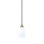 Toltec Cord 4.5in 1-Light Pendant | Modern New Age Brass Steel and White Opal Glass | Kitchen Island & Dining Room | 4.5 x 4.5 x 8.75 in | Model 32-NAB-261
