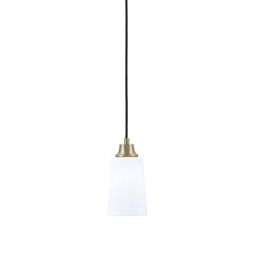 Toltec Cord 4.5in 1-Light Pendant | Modern New Age Brass Steel and White Opal Glass | Kitchen Island & Dining Room | 4.5 x 4.5 x 8.75 in | Model 32-NAB-261