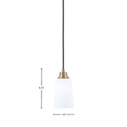 Toltec Cord 4.5in 1-Light Pendant | Modern New Age Brass Steel and White Opal Glass | Kitchen Island & Dining Room | 4.5 x 4.5 x 8.75 in | Model 32-NAB-261