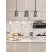 Toltec Cord 4.5in 1-Light Pendant | New Age Brass Steel and Smoke Bubble Glass | Kitchen Island & Dining Room | 4.5 x 4.5 x 8.75 in | Model 32-NAB-262