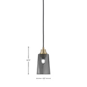 Toltec Cord 4.5in 1-Light Pendant | New Age Brass Steel and Smoke Bubble Glass | Kitchen Island & Dining Room | 4.5 x 4.5 x 8.75 in | Model 32-NAB-262