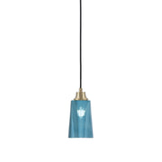 Toltec Cord 4.5in 1-Light Pendant | New Age Brass Steel and Blue Gradient Glass | Kitchen Island & Dining Room | 4.5 x 4.5 x 8.75 in | Model 32-NAB-265