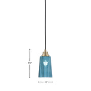 Toltec Cord 4.5in 1-Light Pendant | New Age Brass Steel and Blue Gradient Glass | Kitchen Island & Dining Room | 4.5 x 4.5 x 8.75 in | Model 32-NAB-265