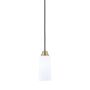 Toltec Cord 5in 1-Light Pendant | New Age Brass Steel and White Opal Glass | Kitchen Island & Dining Room | 5 x 5 x 12 in | Model 32-NAB-291