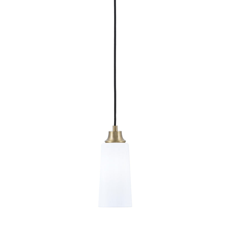 Toltec Cord 5in 1-Light Pendant | New Age Brass Steel and White Opal Glass | Kitchen Island & Dining Room | 5 x 5 x 12 in | Model 32-NAB-291