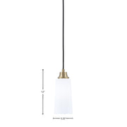 Toltec Cord 5in 1-Light Pendant | New Age Brass Steel and White Opal Glass | Kitchen Island & Dining Room | 5 x 5 x 12 in | Model 32-NAB-291