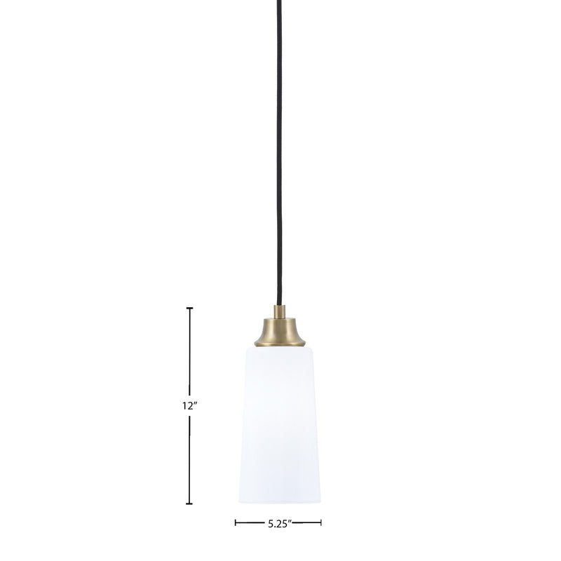 Toltec Cord 5in 1-Light Pendant | New Age Brass Steel and White Opal Glass | Kitchen Island & Dining Room | 5 x 5 x 12 in | Model 32-NAB-291