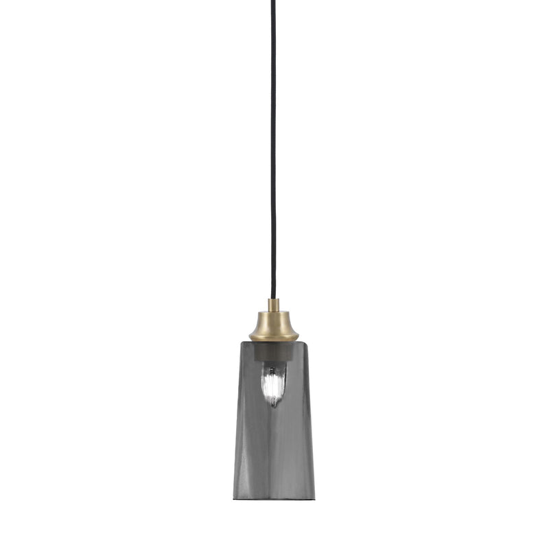 Toltec Cord 5in 1-Light Pendant | New Age Brass Steel and Smoke Bubble Glass | Kitchen Island & Dining Room | 5 x 12 in | Model 32-NAB-292