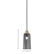 Toltec Cord 5in 1-Light Pendant | New Age Brass Steel and Smoke Bubble Glass | Kitchen Island & Dining Room | 5 x 12 in | Model 32-NAB-292