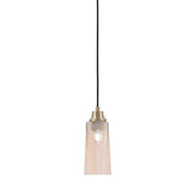 Toltec Cord 5.25in 1-Light Pendant | New Age Brass Steel and Amber Gradient Glass | Kitchen Island & Dining Room | 5.25 x 12 in | Model 32-NAB-293