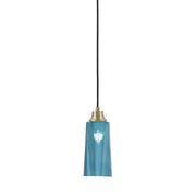 Toltec Cord 5in 1-Light Pendant | New Age Brass Steel and Blue Gradient Glass | Kitchen Island & Dining Room | 5 x 12 in | Model 32-NAB-295