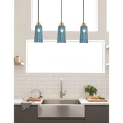 Toltec Cord 5in 1-Light Pendant | New Age Brass Steel and Blue Gradient Glass | Kitchen Island & Dining Room | 5 x 12 in | Model 32-NAB-295