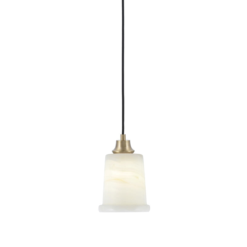Toltec Cord 5in 1-Light Pendant | New Age Brass Steel and Natural Stone Glass | Kitchen Island & Dining Room | 5 x 7.5 in | Model 32-NAB-4128
