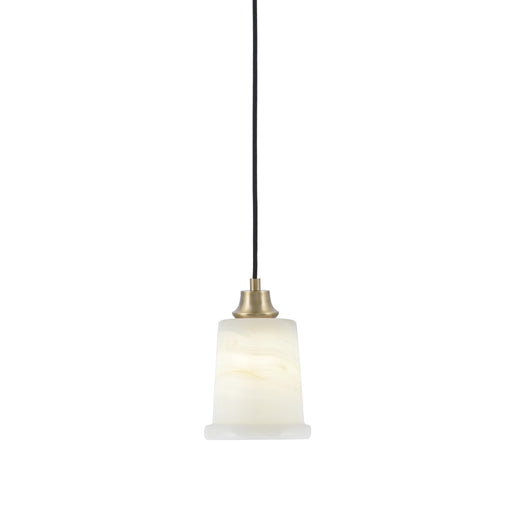 Toltec Cord 5in 1-Light Pendant | New Age Brass Steel and Natural Stone Glass | Kitchen Island & Dining Room | 5 x 7.5 in | Model 32-NAB-4128