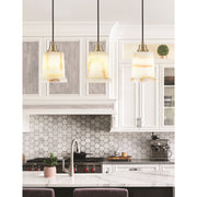 Toltec Cord 5in 1-Light Pendant | New Age Brass Steel and Natural Stone Glass | Kitchen Island & Dining Room | 5 x 7.5 in | Model 32-NAB-4128