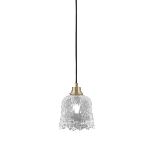 Toltec Cord 7in 1-Light Pendant | New Age Brass Steel and Clear Lava Glass | Kitchen Island & Dining Room | 7 x 7 x 8.75 in | Model 32-NAB-4230
