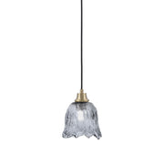 Toltec Cord 7in 1-Light Pendant | New Age Brass Steel and Smoke Lava Glass | Kitchen Island & Dining Room | 7 x 7 x 8.75 in | Model 32-NAB-4232