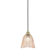 Toltec Cord 7in 1-Light Pendant | New Age Brass Steel and Amber Lava Glass | Kitchen Island & Dining Room | 7 x 7 x 8.75 in | Model 32-NAB-4233