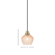 Toltec Cord 6in 1-Light Pendant | New Age Brass Steel and Amber Textured Glass | Kitchen Island & Dining Room | 6 x 7.5 in | Model 32-NAB-4613