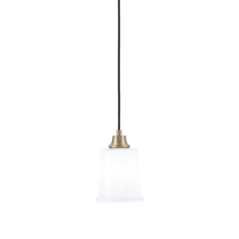 Toltec Cord 5.25in 1-Light Pendant | New Age Brass Steel and White Opal Glass | Kitchen Island & Dining Room | 5.25 x 8 in | Model 32-NAB-5031