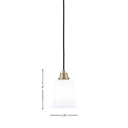 Toltec Cord 5.25in 1-Light Pendant | New Age Brass Steel and White Opal Glass | Kitchen Island & Dining Room | 5.25 x 8 in | Model 32-NAB-5031