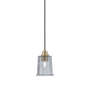 Toltec Cord Hung 5.25in 1-Light Pendant | Industrial New Age Brass and Smoke Bubble Glass | Kitchen Island & Dining Room | 5.25 x 5.25 x 8 in | Model 32-NAB-5032
