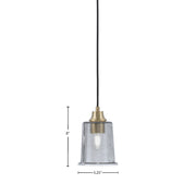 Toltec Cord Hung 5.25in 1-Light Pendant | Industrial New Age Brass and Smoke Bubble Glass | Kitchen Island & Dining Room | 5.25 x 5.25 x 8 in | Model 32-NAB-5032