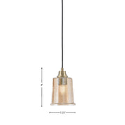Toltec Cord Hung 5.25in 1-Light Pendant | Industrial New Age Brass and Amber Bubble Glass | Kitchen Island & Dining Room | 5.25 x 5.25 x 8 in | Model 32-NAB-5033