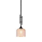 Toltec Uptowne 6in 1-Light Mini Pendant | Modern Dark Granite Steel and Amber Textured Glass | Kitchen Island & Dining Room | 6 x 18.25 in | Model 320-DG-4613
