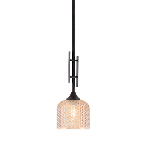 Toltec Uptowne 6in 1-Light Mini Pendant | Modern Dark Granite Steel and Amber Textured Glass | Kitchen Island & Dining Room | 6 x 18.25 in | Model 320-DG-4613