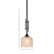 Toltec Uptowne 6in 1-Light Mini Pendant | Modern Dark Granite Steel and Amber Textured Glass | Kitchen Island & Dining Room | 6 x 18.25 in | Model 320-DG-4613