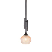 Toltec Uptowne 6in 1-Light Mini Pendant | Modern Dark Granite Steel and Amber Glass | Kitchen Island & Dining Room | 6 x 18.25 in | Model 320-DG-4623
