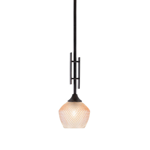 Toltec Uptowne 6in 1-Light Mini Pendant | Modern Dark Granite Steel and Amber Glass | Kitchen Island & Dining Room | 6 x 18.25 in | Model 320-DG-4623