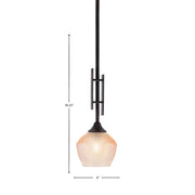 Toltec Uptowne 6in 1-Light Mini Pendant | Modern Dark Granite Steel and Amber Glass | Kitchen Island & Dining Room | 6 x 18.25 in | Model 320-DG-4623
