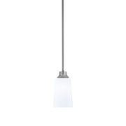 Toltec Stem Hung 4.5in 1-Light Pendant | Minimalist Graphite Steel and White Opal Glass | Kitchen Island & Dining Room | 4.5 x 4.5 x 9 in | Model 33-GP-261