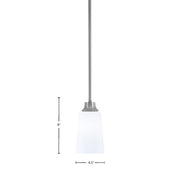 Toltec Stem Hung 4.5in 1-Light Pendant | Minimalist Graphite Steel and White Opal Glass | Kitchen Island & Dining Room | 4.5 x 4.5 x 9 in | Model 33-GP-261