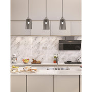 Toltec Stem Hung 4.5in 1-Light Pendant | Minimalist Graphite Steel and Smoke Bubble Glass | Kitchen Island & Dining Room | 4.5 x 4.5 x 9 in | Model 33-GP-262