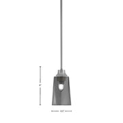 Toltec Stem Hung 4.5in 1-Light Pendant | Minimalist Graphite Steel and Smoke Bubble Glass | Kitchen Island & Dining Room | 4.5 x 4.5 x 9 in | Model 33-GP-262