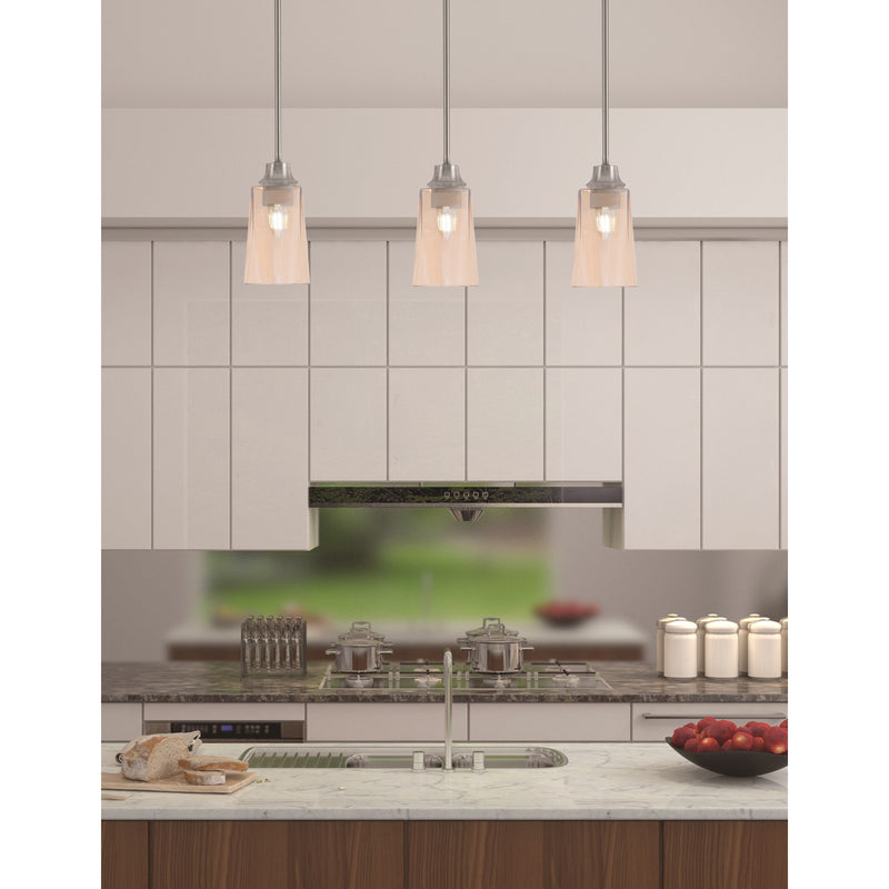 Toltec Stem 4.5in 1-Light Pendant | Industrial Graphite Steel and Amber Gradient Glass | Kitchen Island & Dining Room | 4.5 x 9 in | Model 33-GP-263