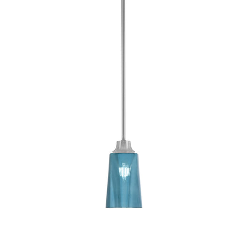 Toltec Stem 4.5in 1-Light Pendant | Industrial Graphite Steel and Blue Gradient Glass | Kitchen Island & Dining Room | 4.5 x 9 in | Model 33-GP-265