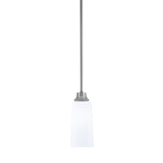 Toltec Stem 5.25in 1-Light Pendant | Industrial Graphite Steel and White Opal Glass | Kitchen Island & Dining Room | 5.25 x 11.75 in | Model 33-GP-291