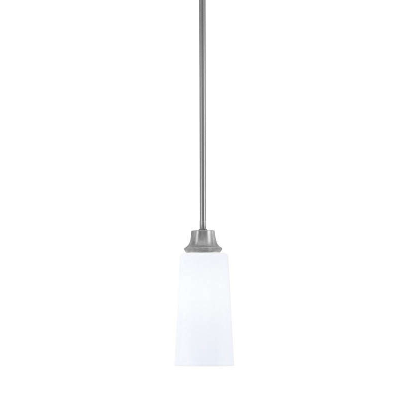Toltec Stem 5.25in 1-Light Pendant | Industrial Graphite Steel and White Opal Glass | Kitchen Island & Dining Room | 5.25 x 11.75 in | Model 33-GP-291