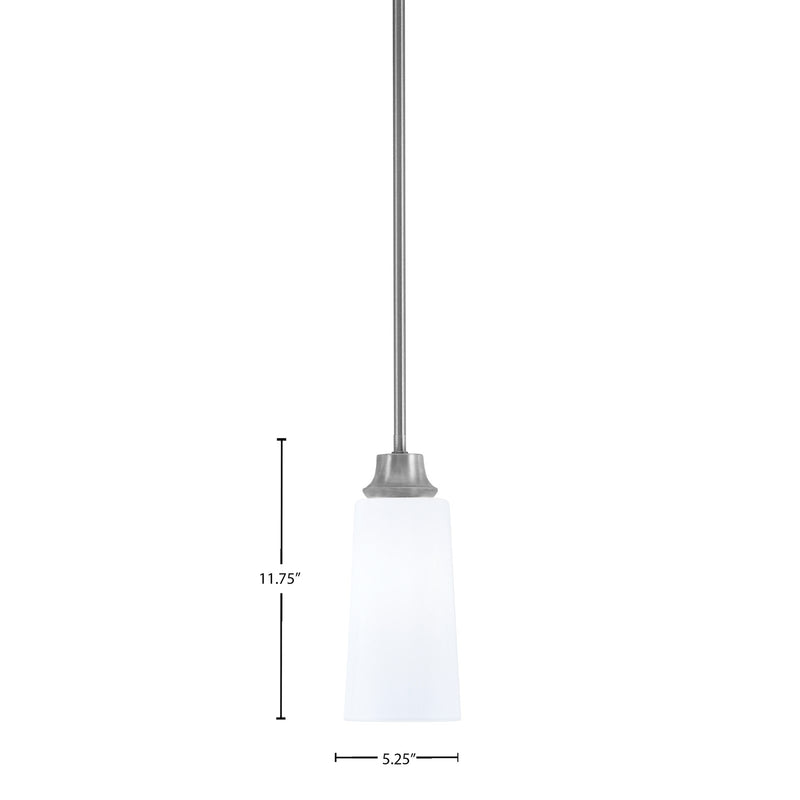 Toltec Stem 5.25in 1-Light Pendant | Industrial Graphite Steel and White Opal Glass | Kitchen Island & Dining Room | 5.25 x 11.75 in | Model 33-GP-291