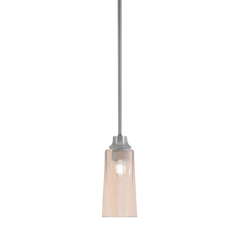 Toltec Stem 5in 1-Light Pendant | Graphite Steel and Amber Gradient Glass | Kitchen Island & Dining Room | 5.25 x 5.25 x 11.75 in | Model 33-GP-293