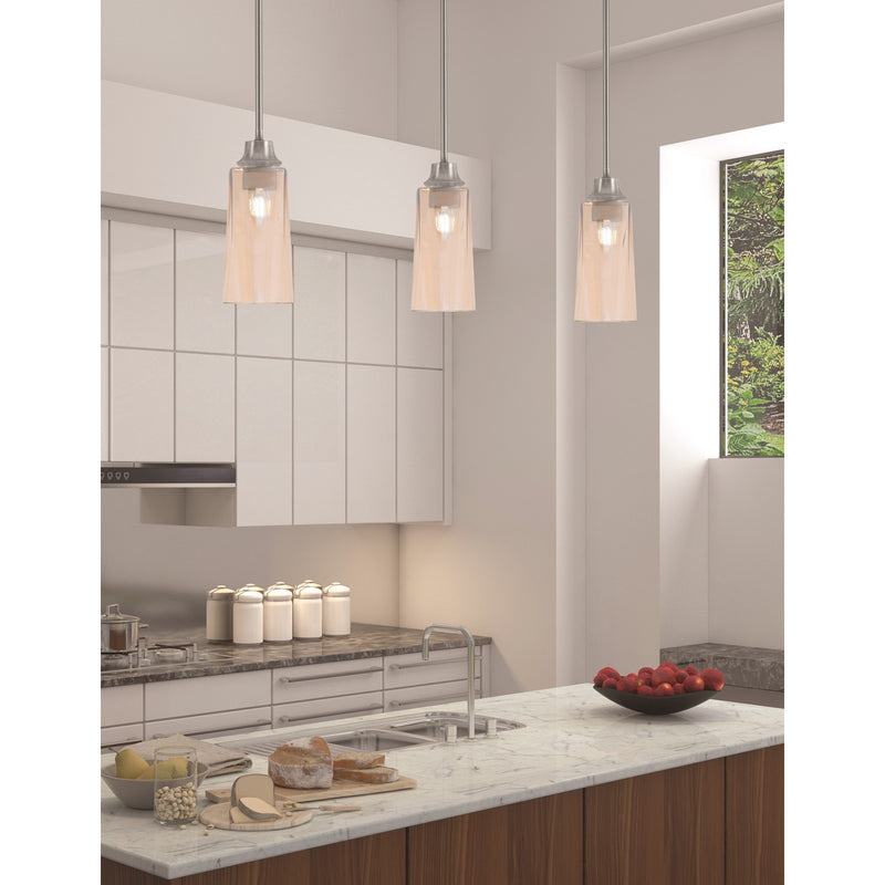 Toltec Stem 5in 1-Light Pendant | Graphite Steel and Amber Gradient Glass | Kitchen Island & Dining Room | 5.25 x 5.25 x 11.75 in | Model 33-GP-293