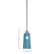Toltec Stem 5in 1-Light Pendant | Graphite Steel and Blue Gradient Glass | Kitchen Island & Dining Room | 5.25 x 5.25 x 11.75 in | Model 33-GP-295