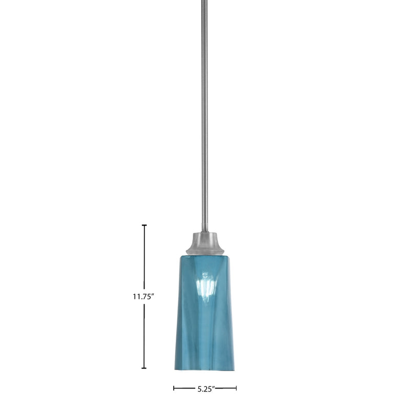Toltec Stem 5in 1-Light Pendant | Graphite Steel and Blue Gradient Glass | Kitchen Island & Dining Room | 5.25 x 5.25 x 11.75 in | Model 33-GP-295