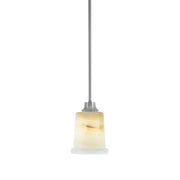 Toltec Stem 5in 1-Light Pendant | Graphite Steel and Natural Stone Glass | Kitchen Island & Dining Room | 5 x 5 x 8 in | Model 33-GP-4128